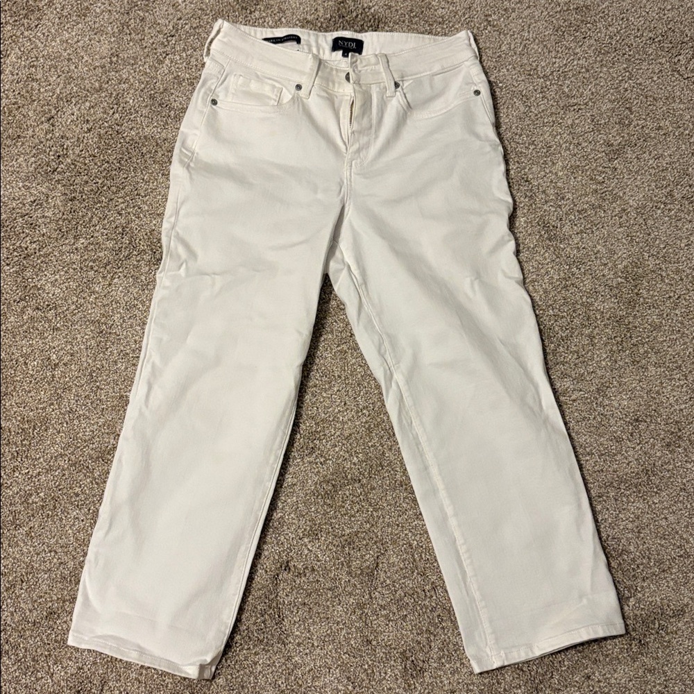 NYDJ White Marilyn Straight Jeans Size 4 Casual stretch everyday summer spring